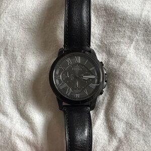 Fossil Men’s Chronograph Black Dial Leather Watch